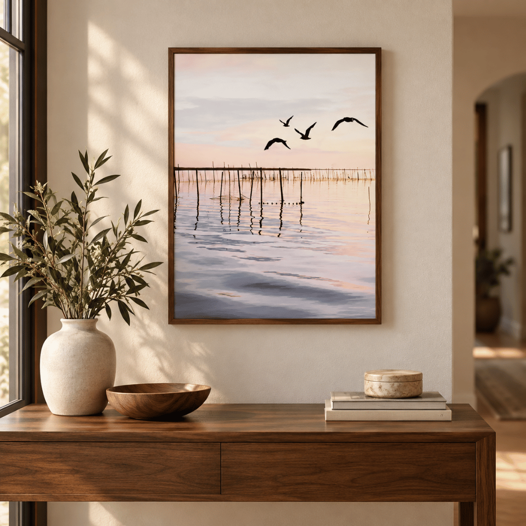 Sunset Flight Over Tidal Waters Canvas Print