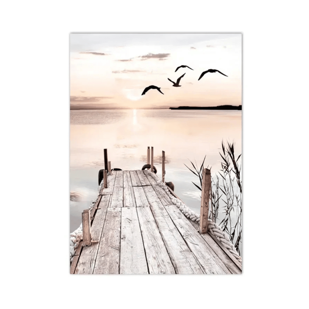 Sunset Pier Flight Canvas Print