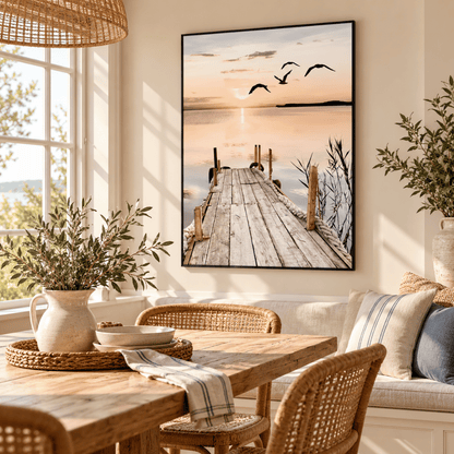 Sunset Pier Flight Canvas Print