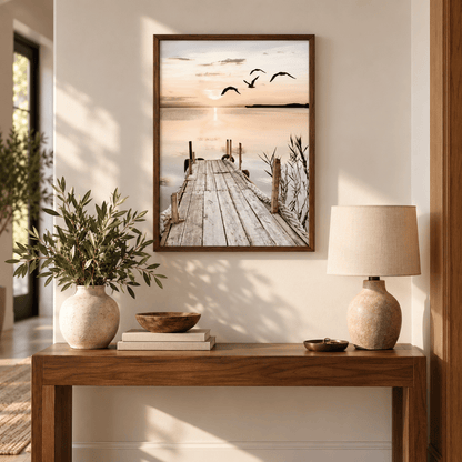 Sunset Pier Flight Canvas Print