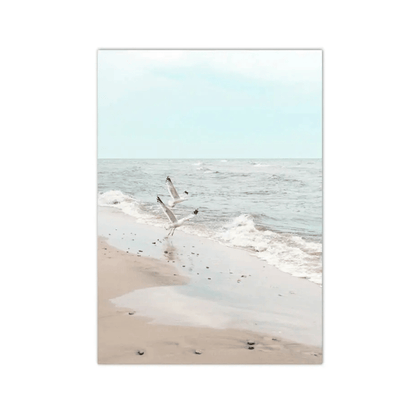 Seagulls Over Soft Tide Canvas Print