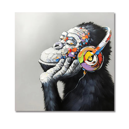 Orangutan with colorful headphones pop canvas wall art