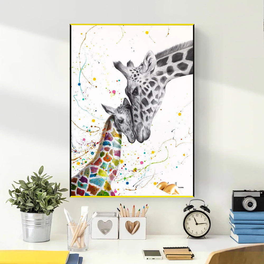 graffiti style giraffe with love lettering pop art canvas