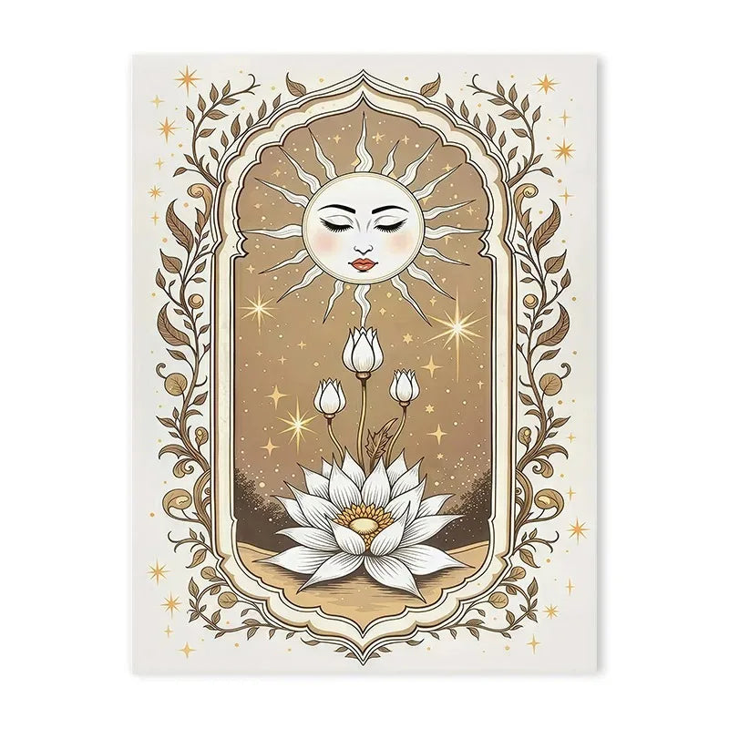 Tarot Sun & Moon Lotus Flower Canvas