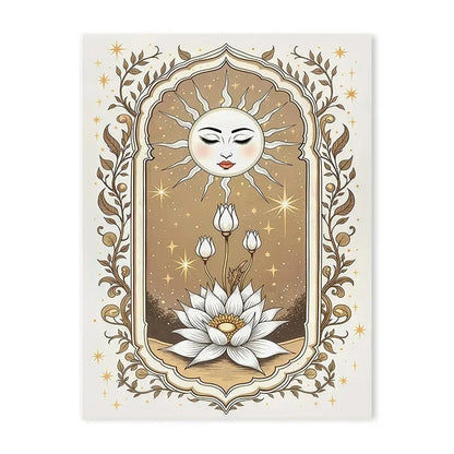 Tarot Sun & Moon Lotus Flower Canvas