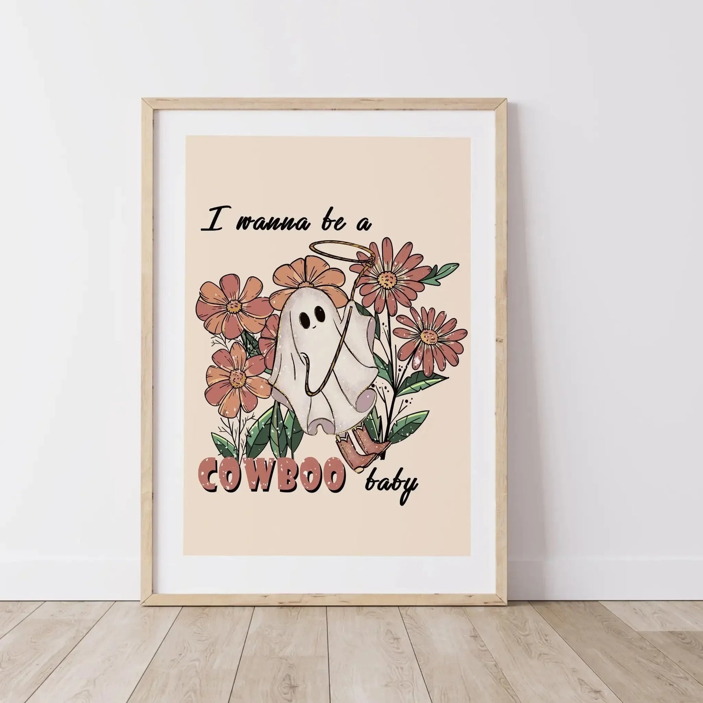 Vintage ghost and pumpkin Halloween “Creep It Real” canvas wall art