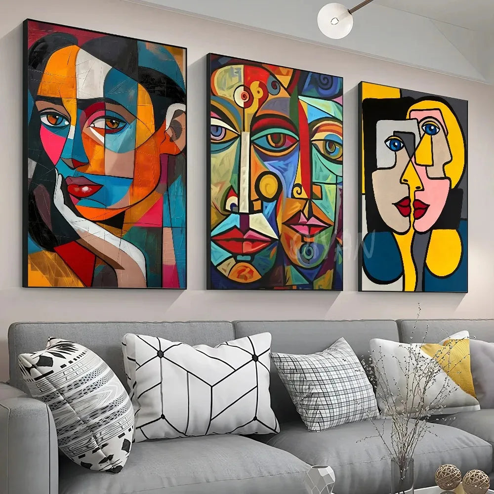 Cubist figures abstract Picasso-style canvas wall art