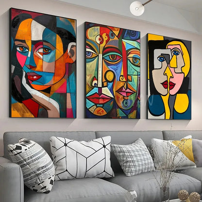 Cubist figures abstract Picasso-style canvas wall art