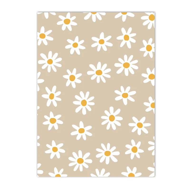 minimalist line drawing of a daisy botanical canvas