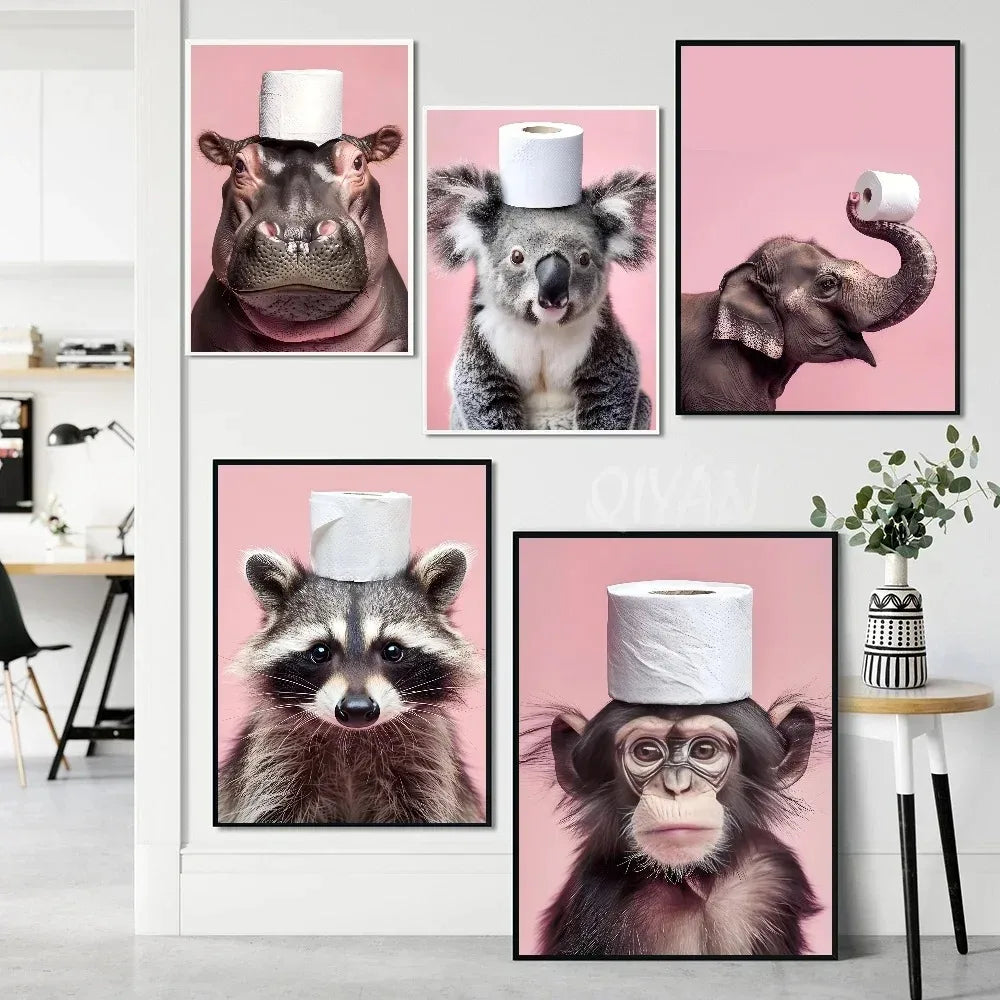 Cute Animals Toilet Paper Canvas