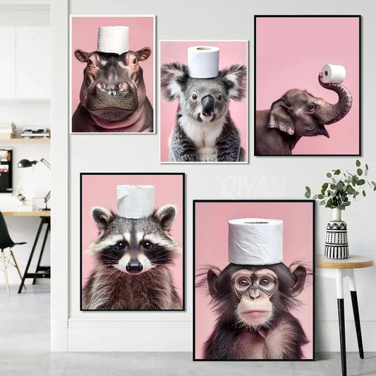 Cute Animals Toilet Paper Canvas