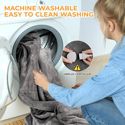 Electric Flannel Heating Blanket with Timer & Overheat Protection