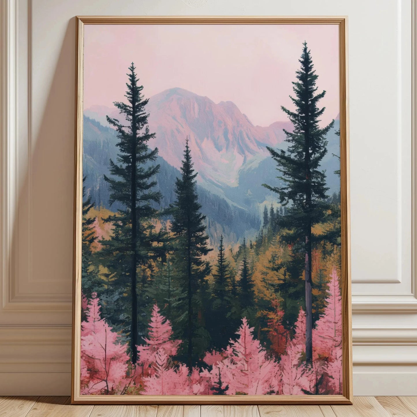 Pink Alpine Forest Mountain Canvas Print