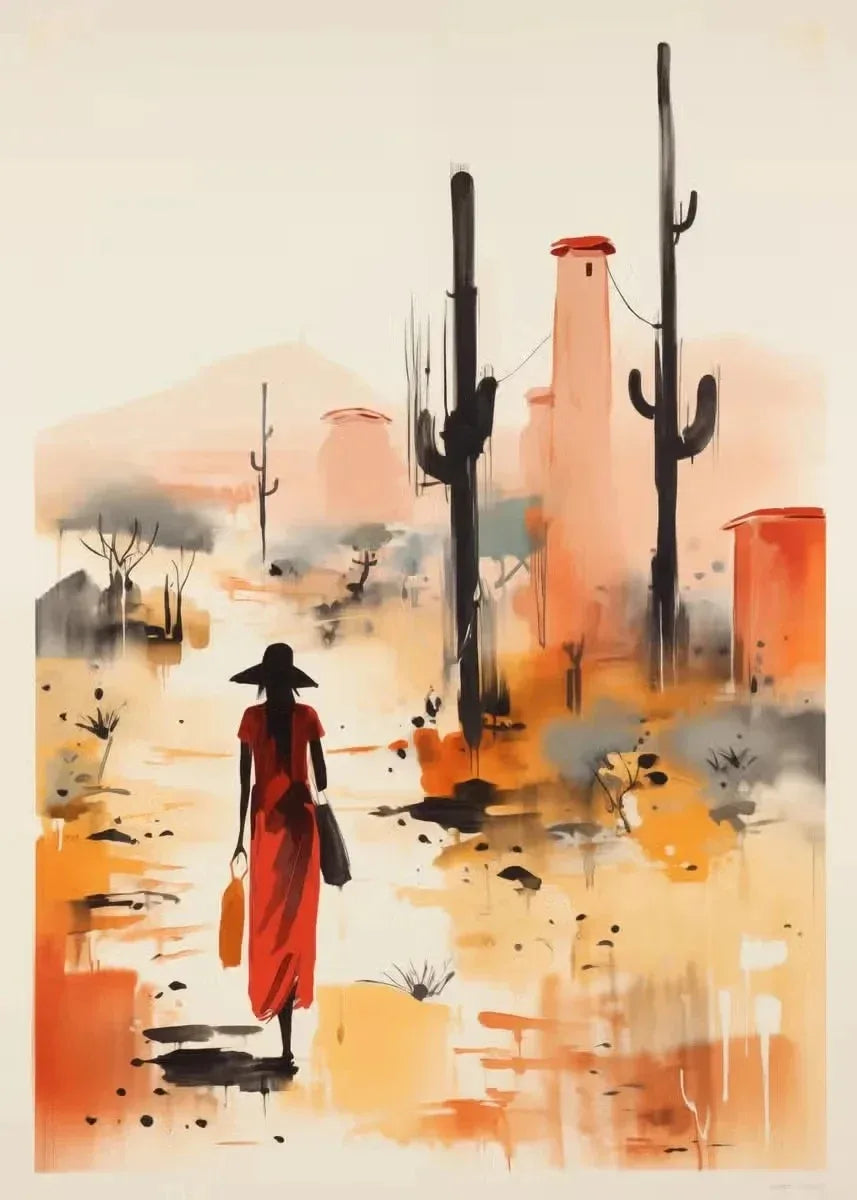 elegant portraits of african women with sun motifs on canvas