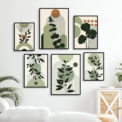 Abstract Geometric Shape & Leaves Canvas