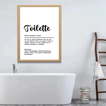 minimalist black and white funny bathroom saying quote canvas