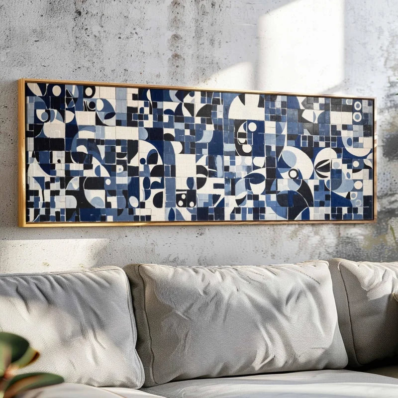 large wide mid century geometric boho unframed canvas