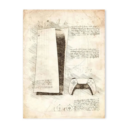 Vintage Sketch Gaming Blueprint Prints Collection