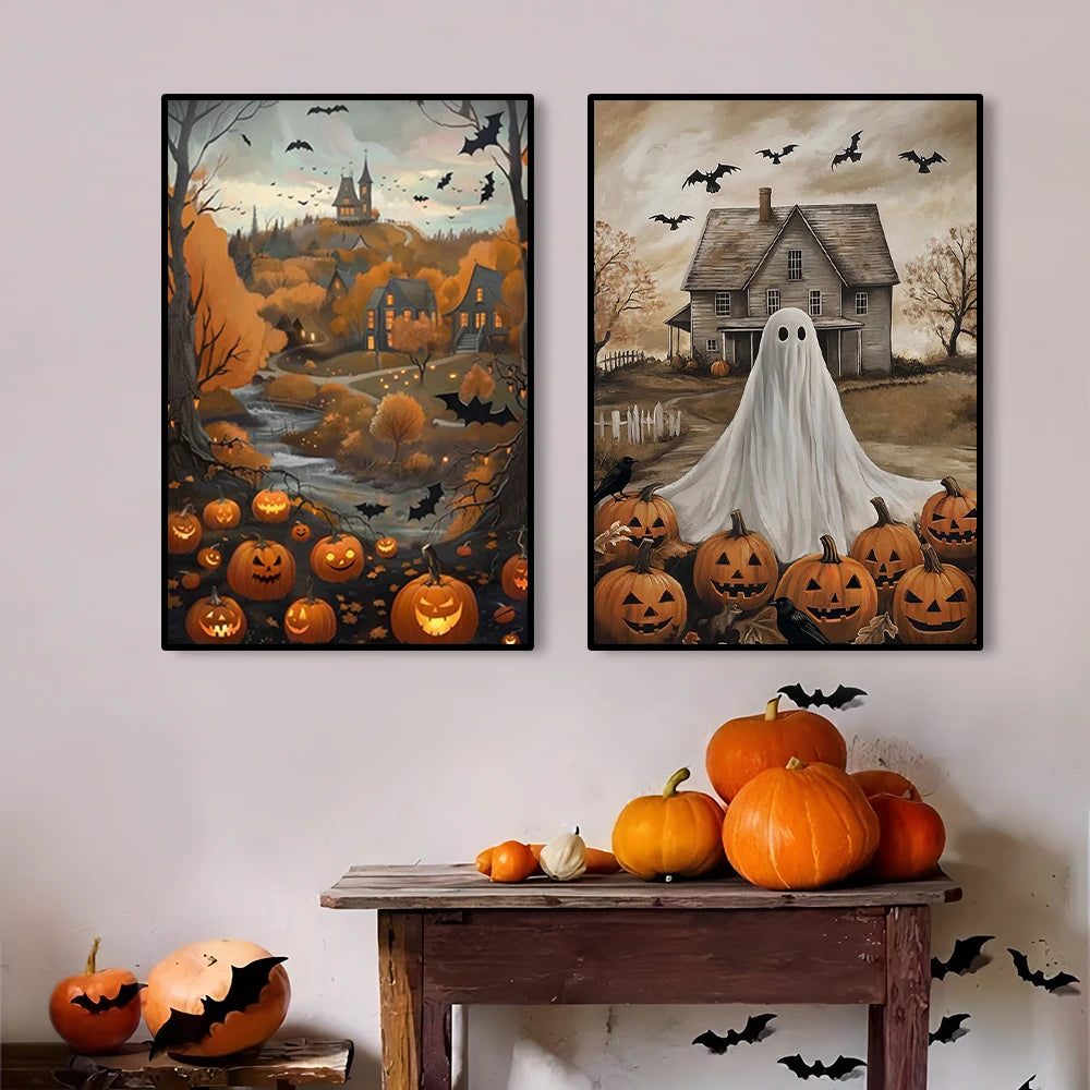 Vintage Dark Halloween Canvas Prints