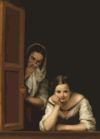 funny bathroom canvas with Mona Lisa and Girl with a Pearl Earring toilet-paper gag