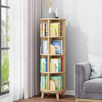 Wooden Rotating Bookcase Organizer