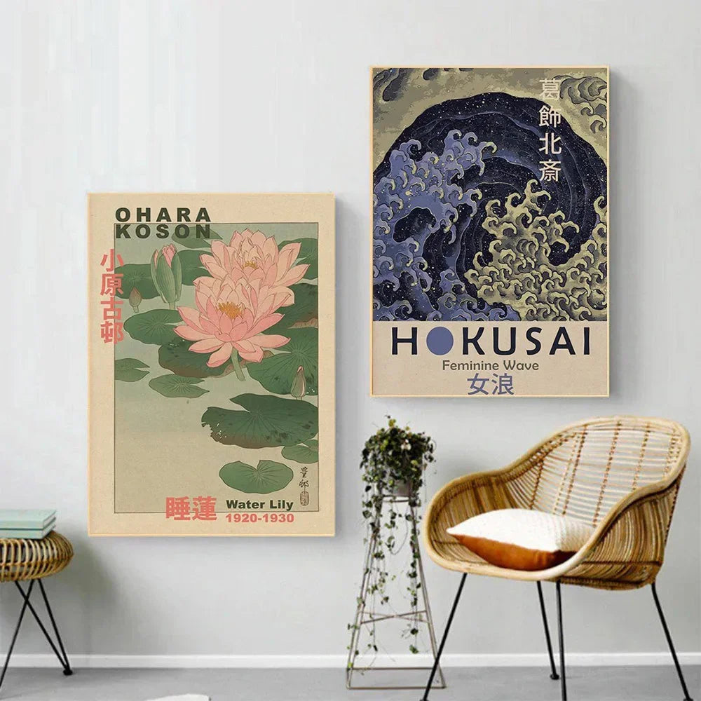 Hokusai & Ohara Koson Inspired Japanese Canvas Prints