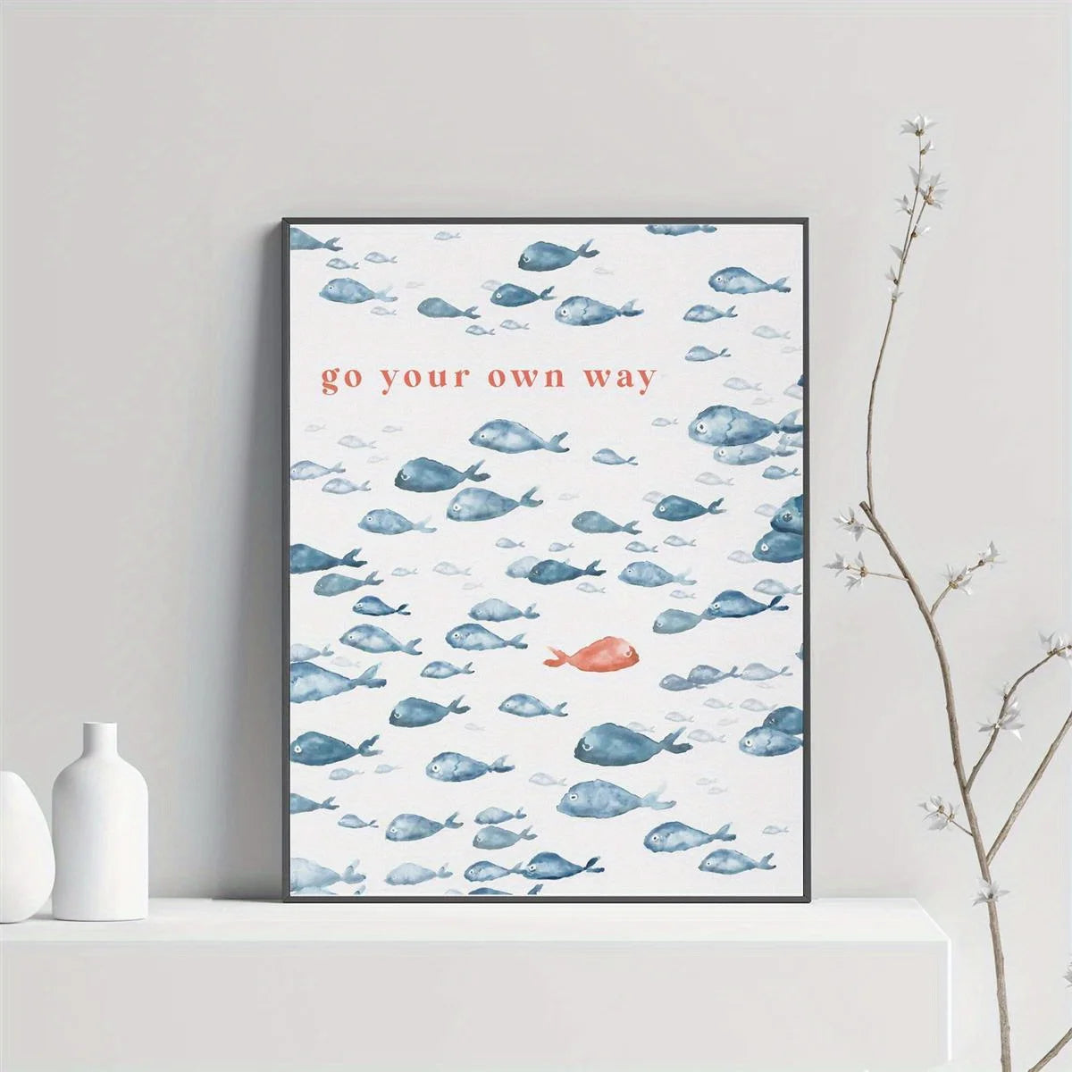 frameless nautical fish pattern canvas with go your own way quote
