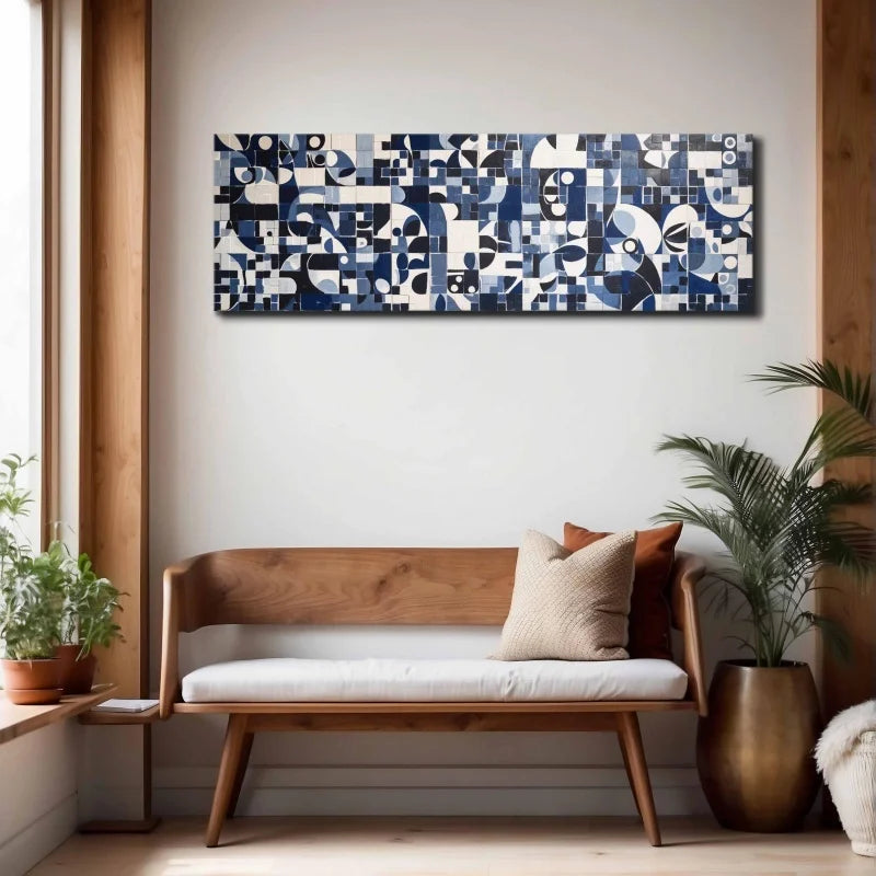 large wide mid century geometric boho unframed canvas