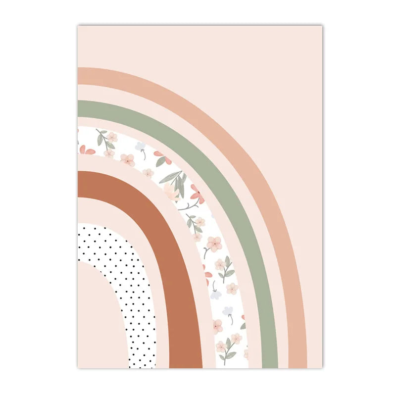 pink rainbow hearts sun and clouds nordic kids canvas