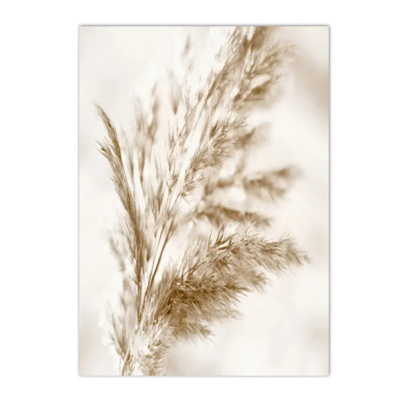 beige reed grass landscape with bridge nordic canvas