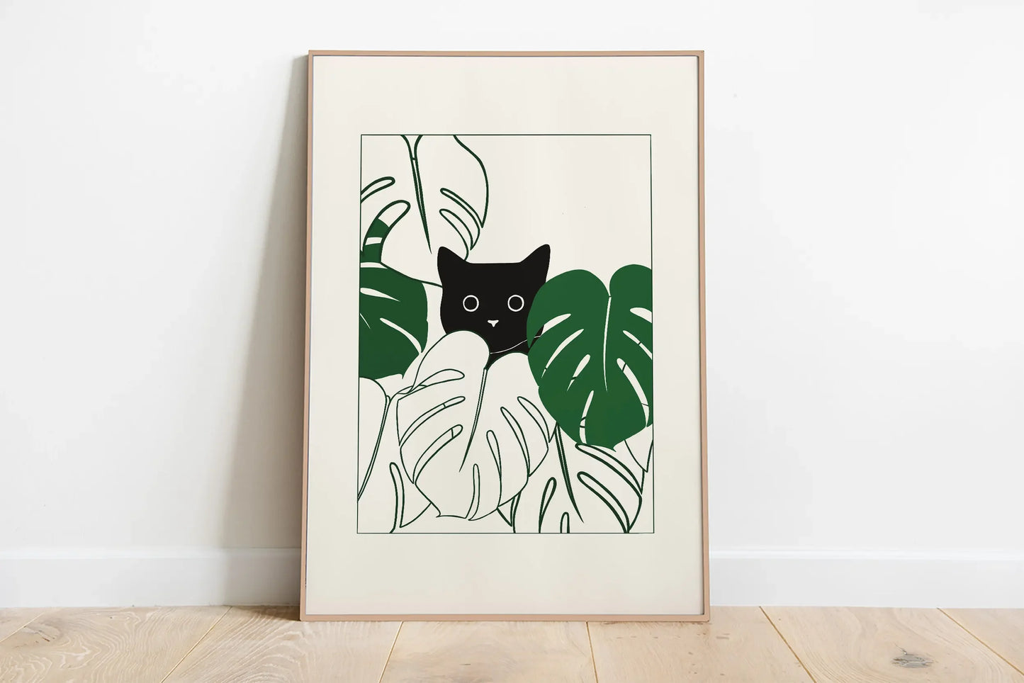 minimal abstract cartoon cat illustration canvas