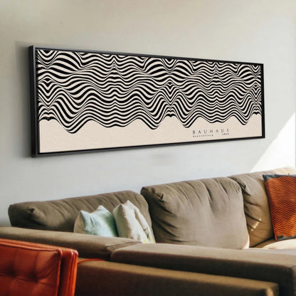 large frameless minimalist black beige bauhaus line canvas
