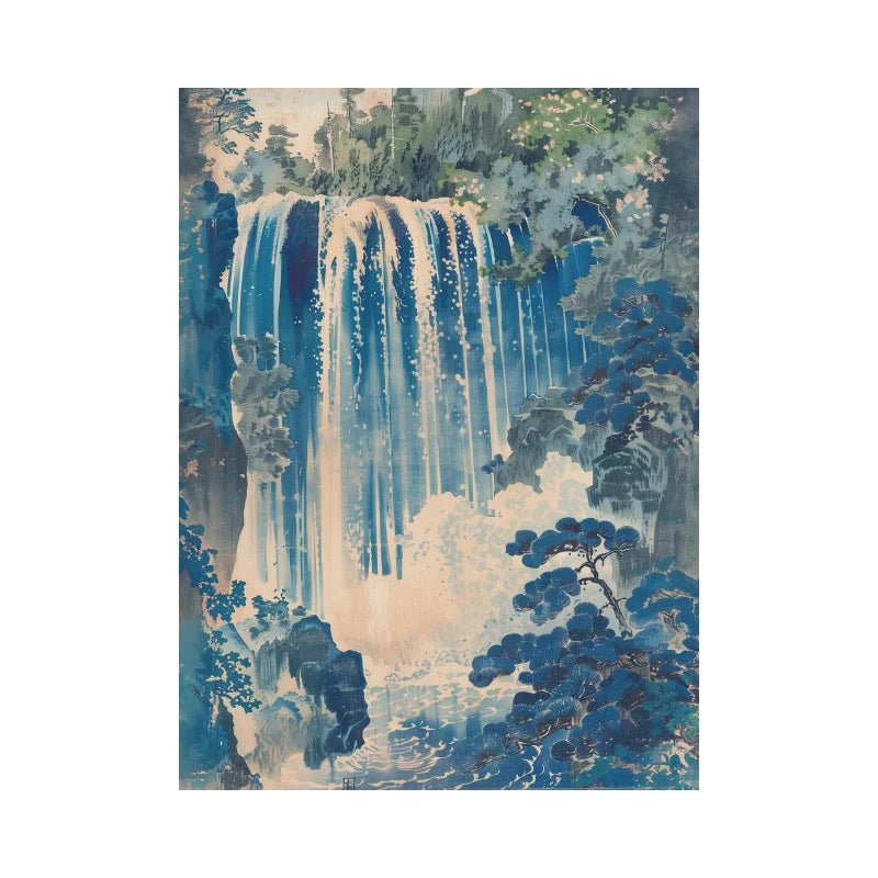 Hokusai Ukiyo-e Waterfall Canvas