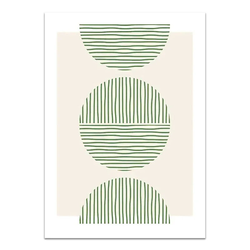 Abstract Bohemian Green Line Leaves Canvas