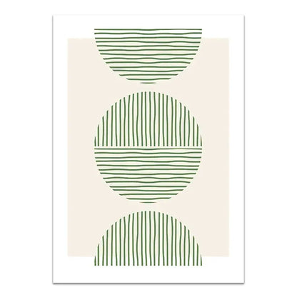 Abstract Bohemian Green Line Leaves Canvas