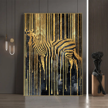 Abstract Gold Line Animals Canvas