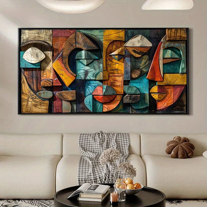 frameless textured geometric abstract canvas wall art