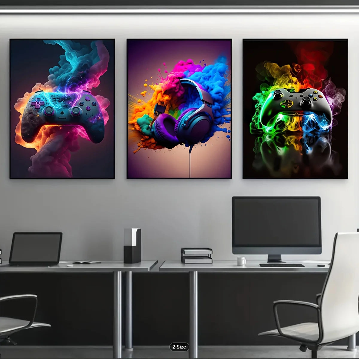 three piece game controller modern unframed canvas set