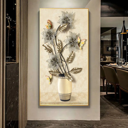 retro chinese style butterfly and flower vintage canvas print