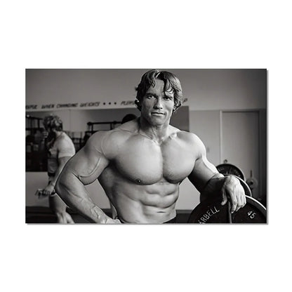 black and white motivational canvas of arnold schwarzenegger