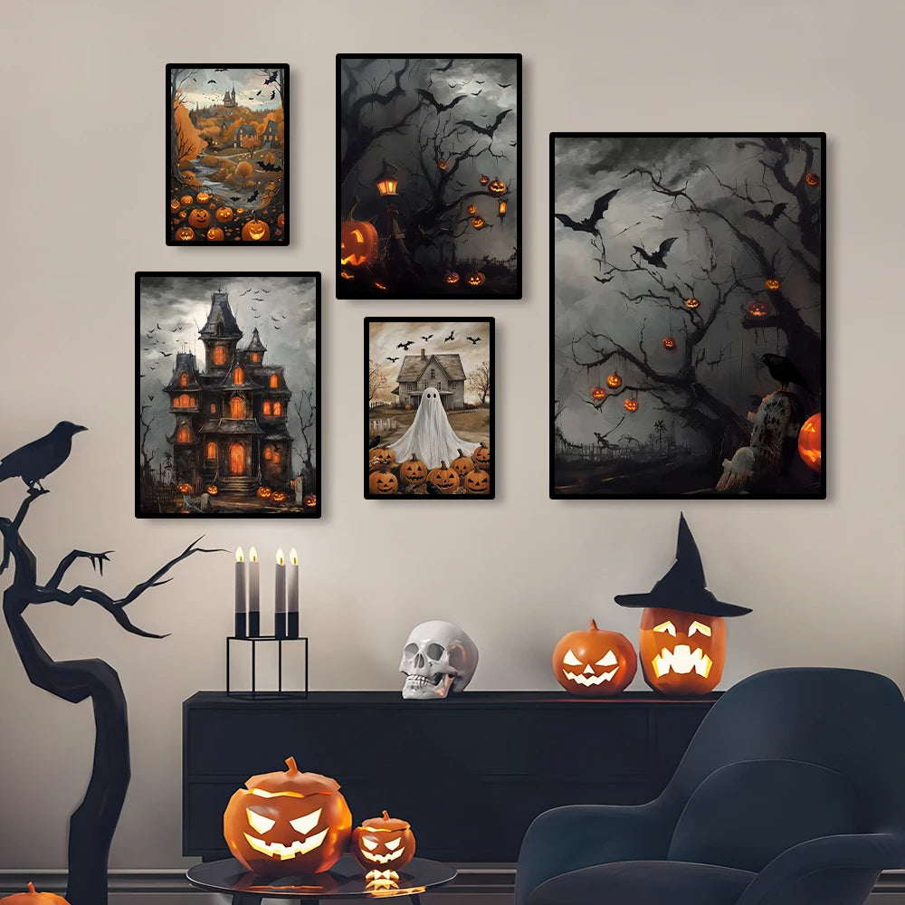 Vintage Dark Halloween Canvas Prints