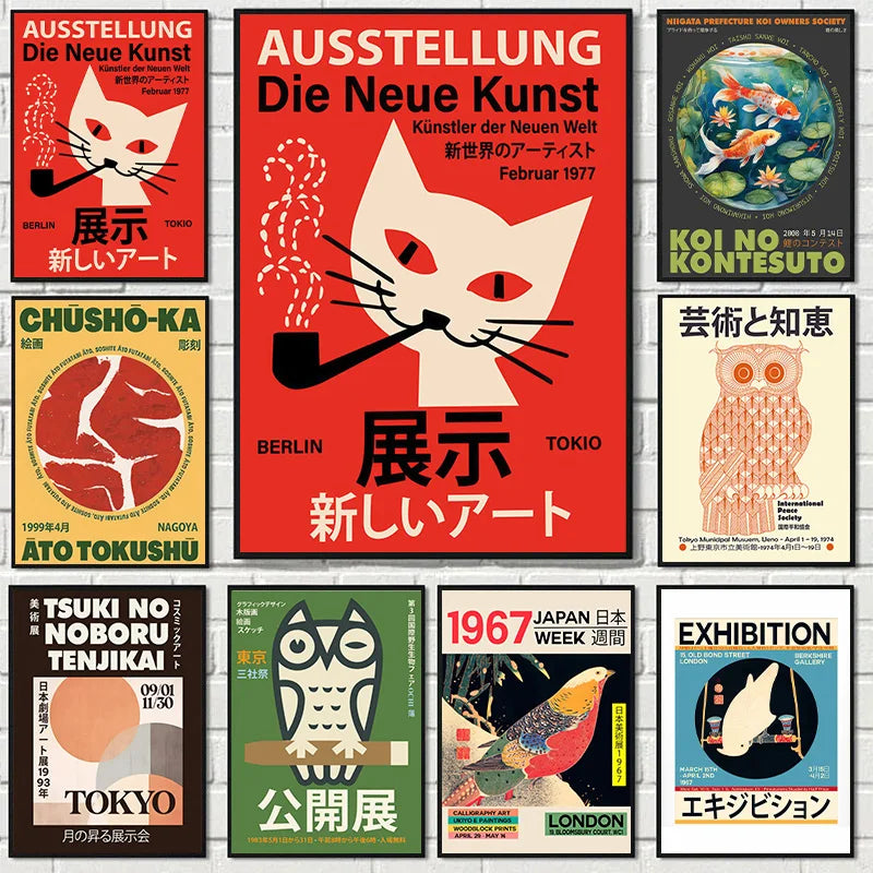 Japanese Vintage Retro Exhibition Canvas Prints Collection