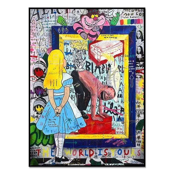 Graffiti Mona Lisa Starry Night Canvas Print