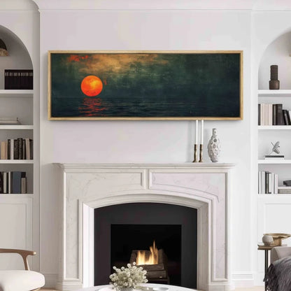 minimal horizontal emerald green ocean sunset unframed canvas