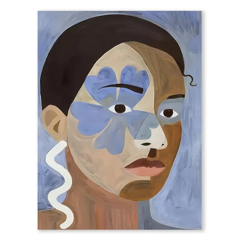 Nordic Abstract Blue Silhouette Canvas