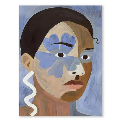 Nordic Abstract Blue Silhouette Canvas