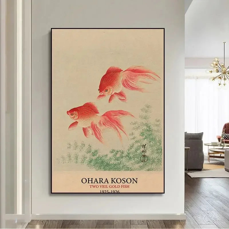 Hokusai & Ohara Koson Inspired Japanese Canvas Prints