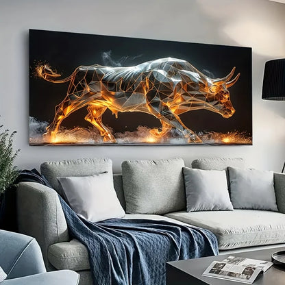 frameless 3d luminous bull canvas wall art