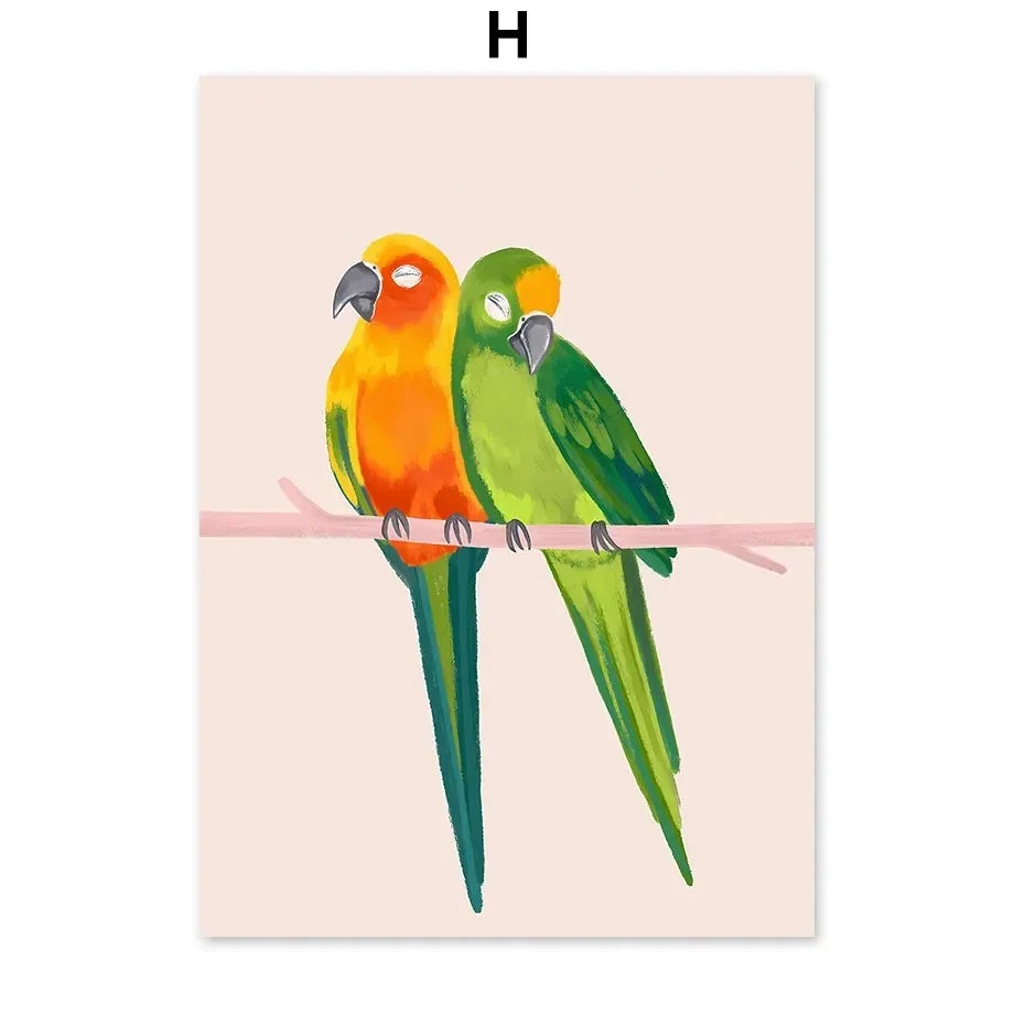 Moroccan Parrot & Lemon Flower Canvas