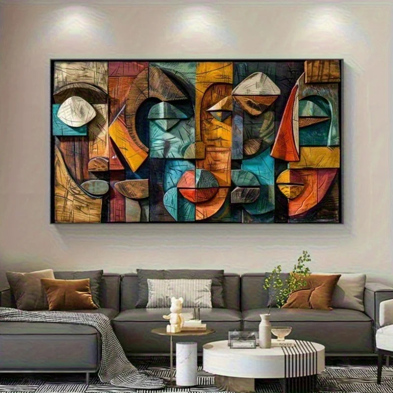 frameless textured geometric abstract canvas wall art